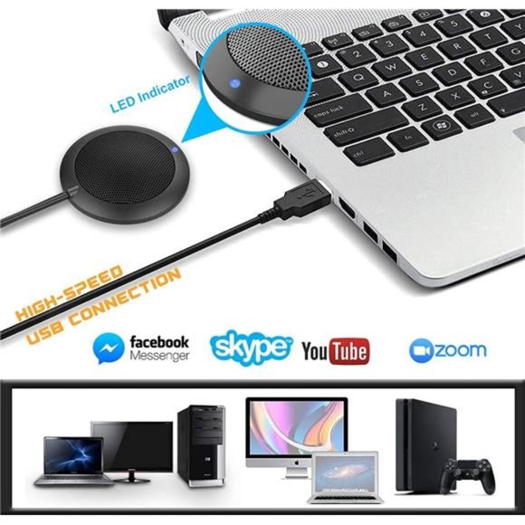 Conference USB Microphone, Computer Desktop Mic with LED Indicator - Picture 2 of 7